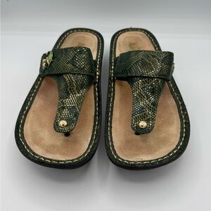 Alegria Green Snake Print Sandals
